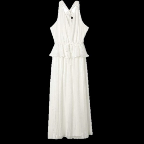 Sam Edelman Size 0 Fab White Shadow Stripe Sleeveless Lined Midi Dress NEW - Picture 1 of 15